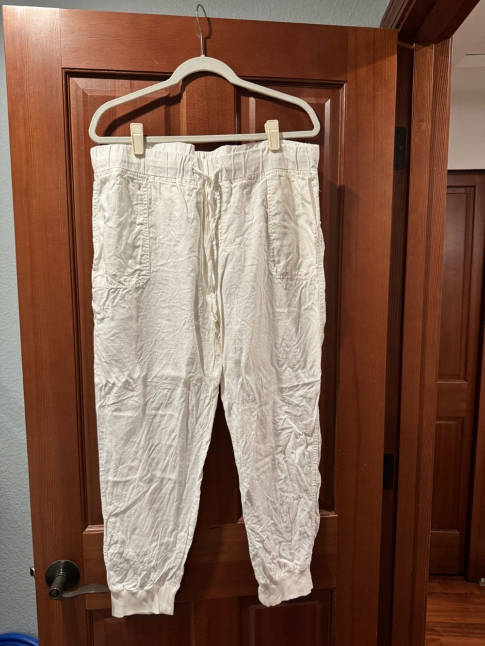Caslon White Linen Drawstring Jogger Pants